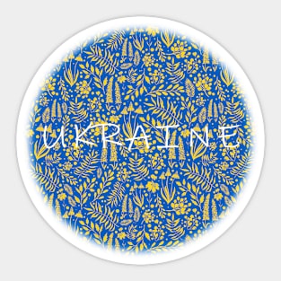 Watercolor Flowers Pattern Ukraine Sticker